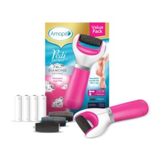 Amope Pedi Perfect Pink Electric Foot File for Callus Removal and Foot Care with 3 Bonus Refills, As Seen on TV