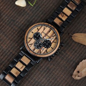wooden watch for men stylish engraved with wooden gift box