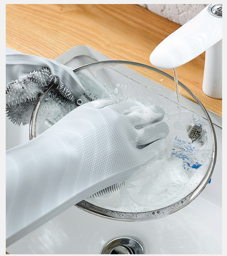 silicone dishwashing scrubber gloves
