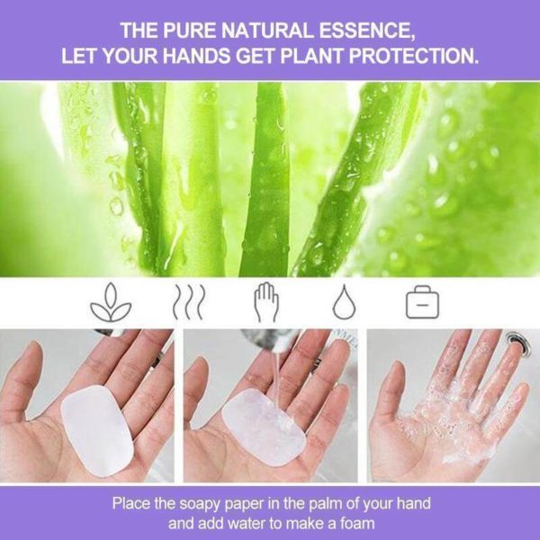 Portable Hand Washing Soap Paper (5 Packs/100 Sheets) - Image 3