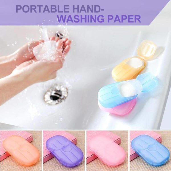 Portable Hand Washing Soap Paper (5 Packs/100 Sheets) - Image 2